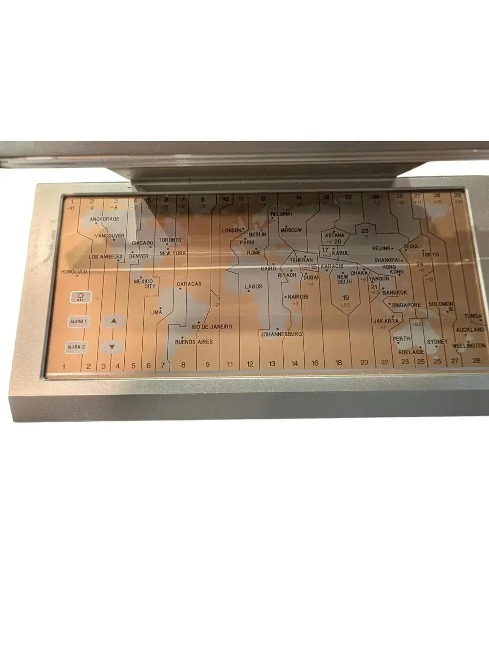 Vtg Seiko World Travel Atomic Clock QHR019SLH Touch Map